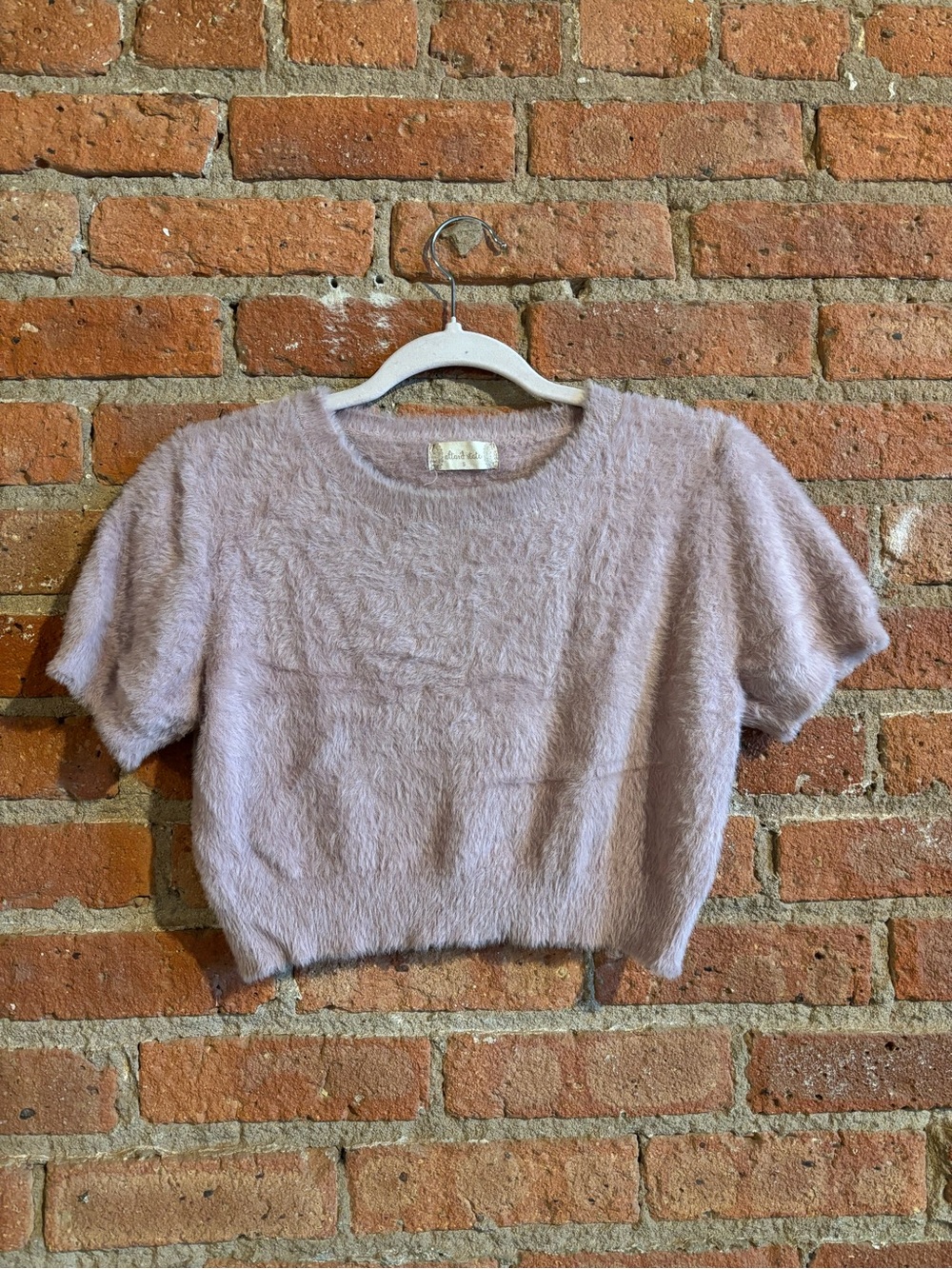 Altar'd State Lavender Fuzzy Crop Sweater Top